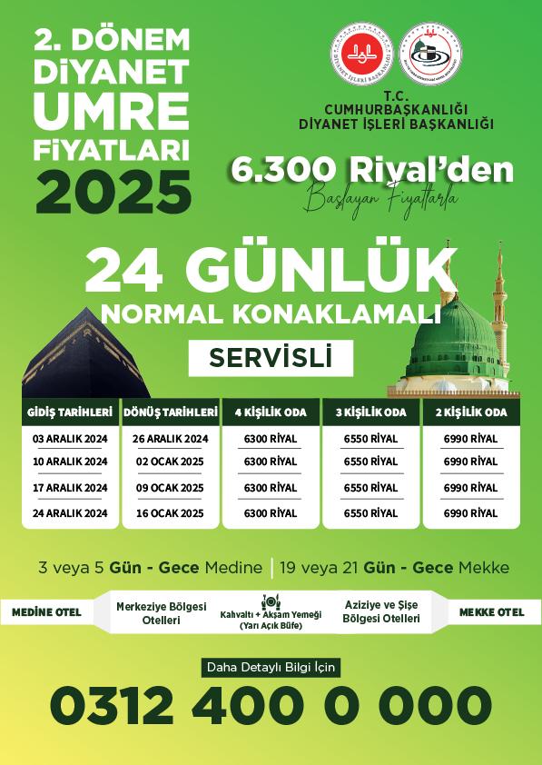 Diyanet umre fiyatları 2025 2. dönem - Umre tur fiyatları - Diyanet hac umre fiyatları